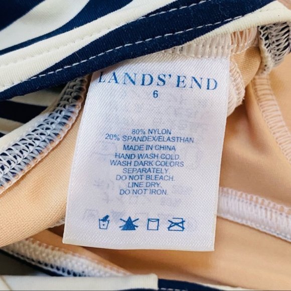 Lands' End Retro-inspired navy blue and white striped bikini (size 6) - Picture 10 of 13
